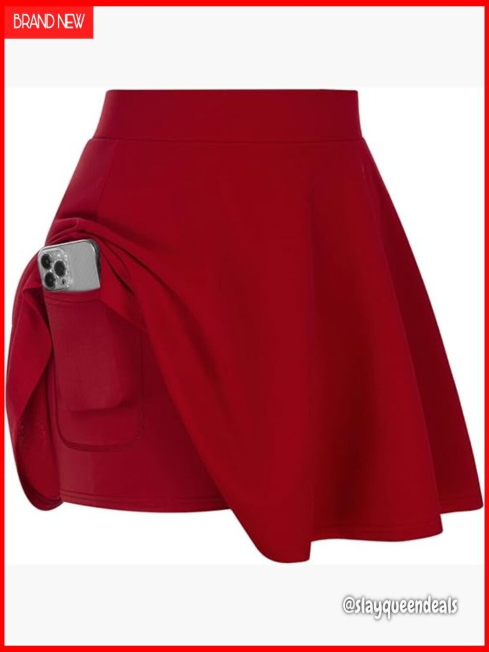 Plus Size Skater Skirt High Waist Flared with Pocket Built-In Shorts